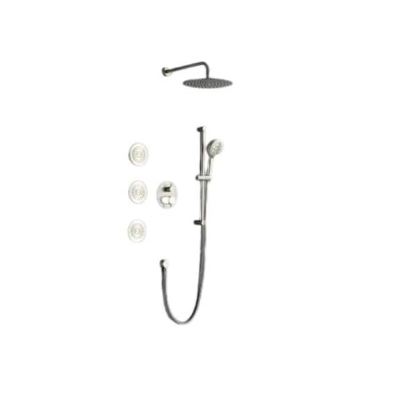 Lukvuzo Jet Shower System with Bodysprays Hand Shower and Slide Bar in Brushed Nickel
