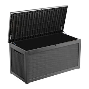 260 Gal. Black Deck Box Waterproof Resin Large Outdoor Storgae Box for Patio Garden