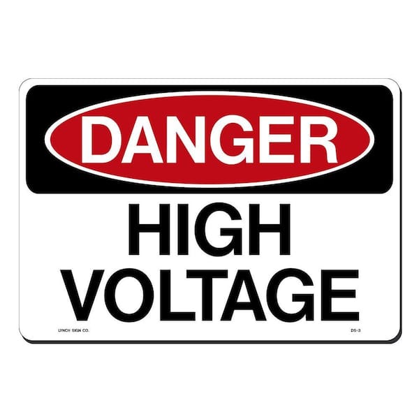 14 in. x 10 in. Danger High Voltage Sign Printed on More Durable, Thicker, Longer Lasting Styrene Plastic