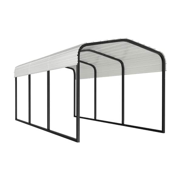 10 ft. W x 15 ft. D Metal Carport Steel Car Canopy and Shelter, Beige