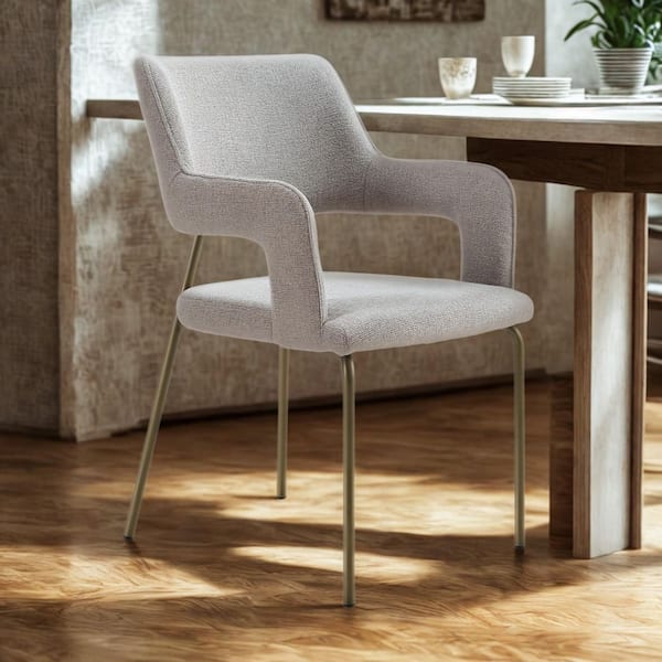 Childers Grey Fabric and Antique Brass Dining Chair