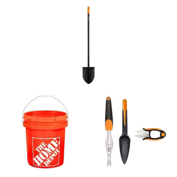 57 in. Digging Shovel, 5 Gallon Bucket, and 3-Piece Garden Tool Set