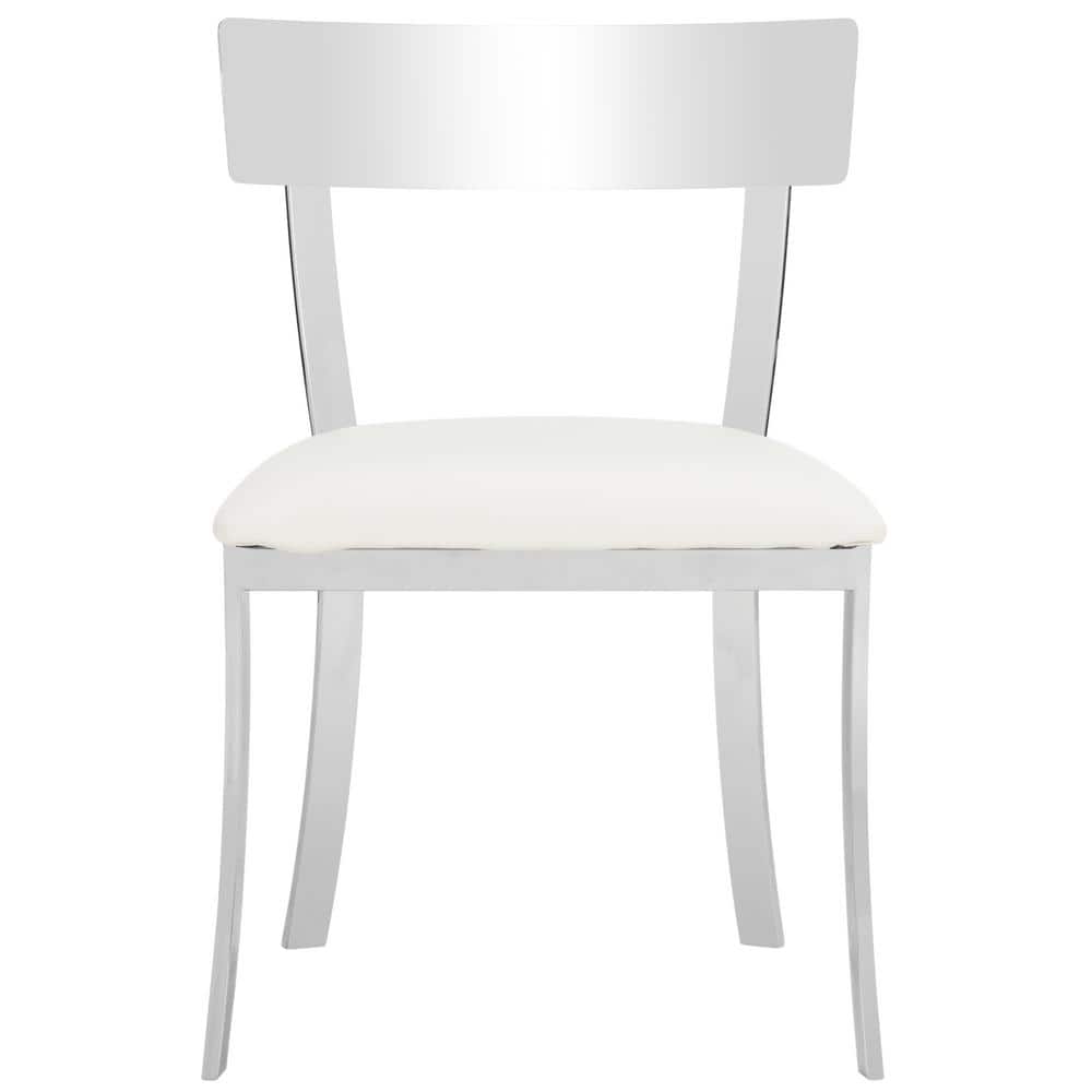 Abby 19'' White and Chrome Modern Side Chairs, Set of 2