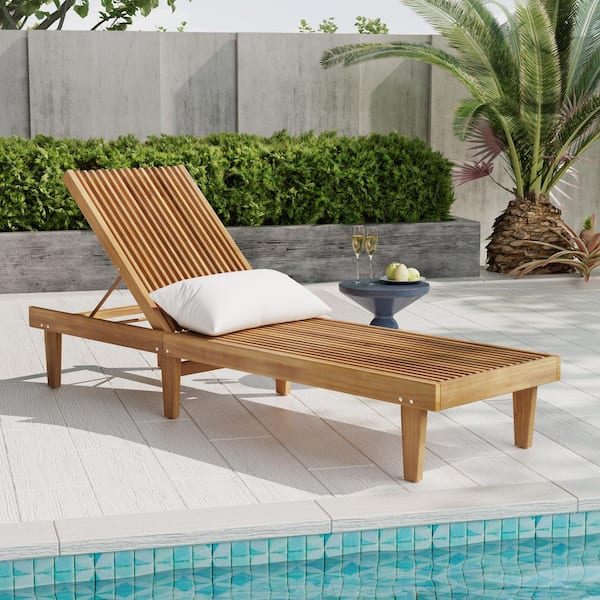 Unbranded Teak Acacia Wood Outdoor Chaise Lounge by Christopher Knight Home