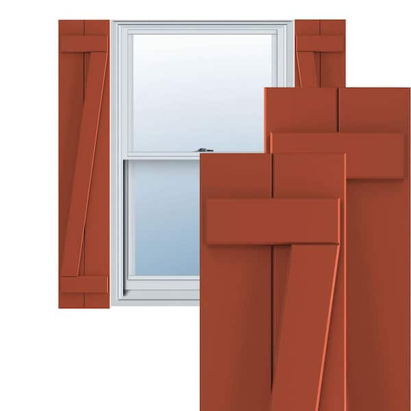 Ekena Millwork True Fit PVC 21.5 in. W x 70 in. H Vinyl Board and Batten Shutters Pair in Colorful Leaves