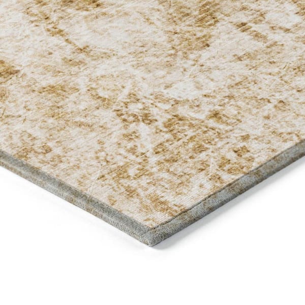 Cream and Gold 2 ft. x 3 ft. Woven Abstract Rectangle Indoor/Outdoor Area Rug