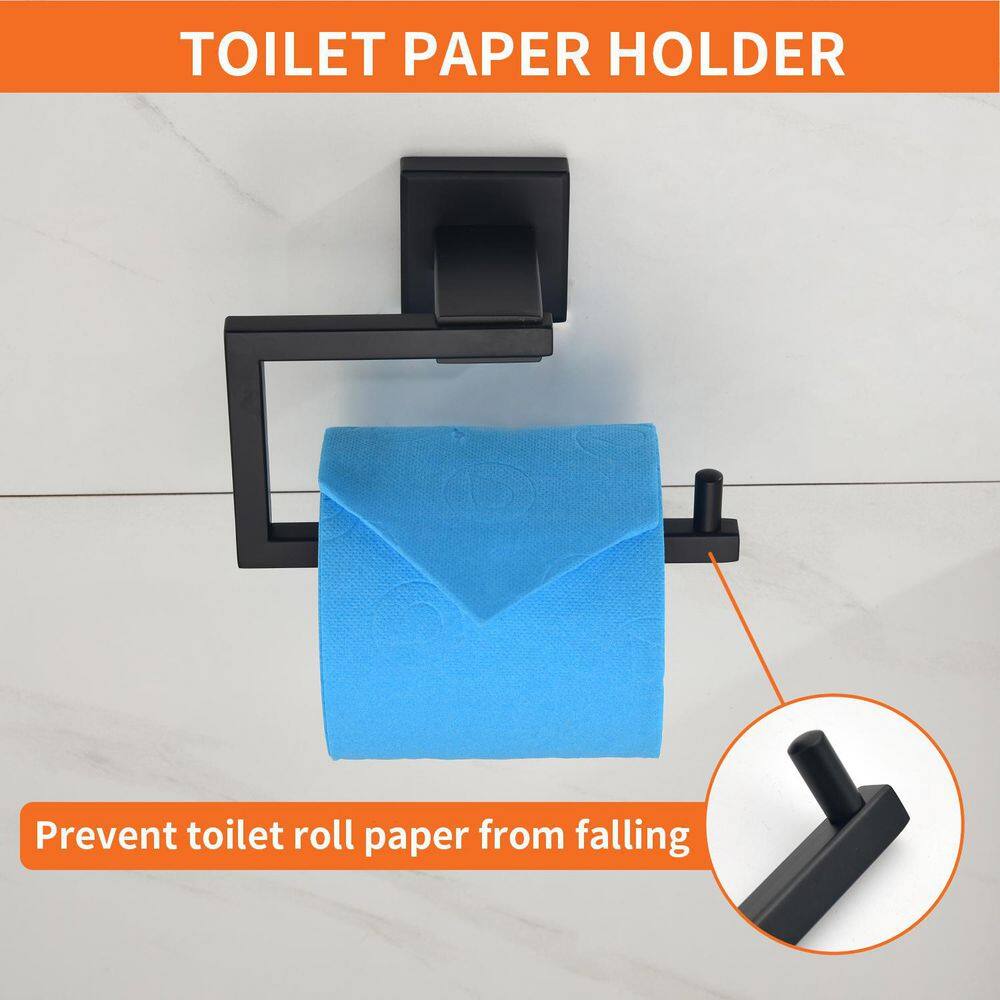 Matte Black 4-Piece Stainless Steel Bathroom Hardware Set