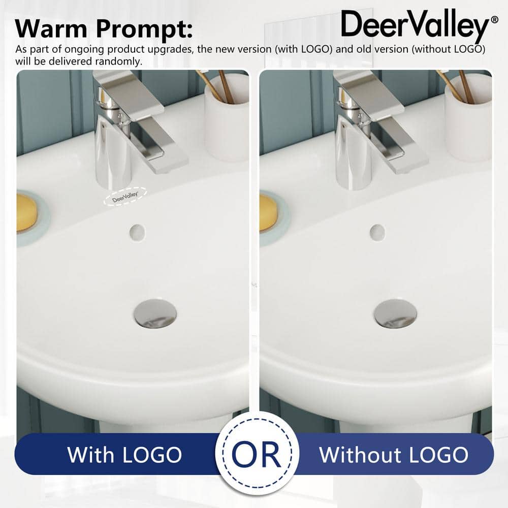 White Ceramic U-Shaped Pedestal Bathroom Sink with Overflow