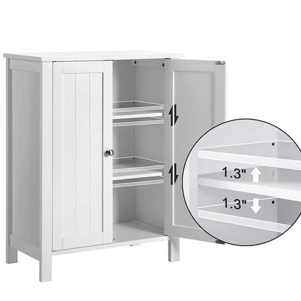 White Bathroom Floor Cabinet Storage Cupboard 3 Shelves Free Standing Rack 