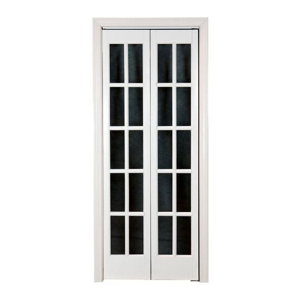Pinecroft 24 in. x 80 in. Classic Clear Full-Lite French Glass Universal/Reversible Interior Wood Bi-fold Door