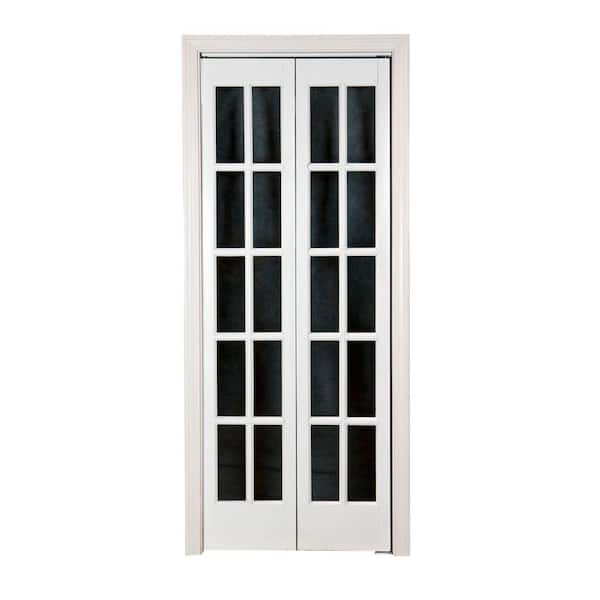 Pinecroft 32 in. x 80 in. Classic Clear Full-Lite French Glass Universal/Reversible Interior Wood Bi-fold Door
