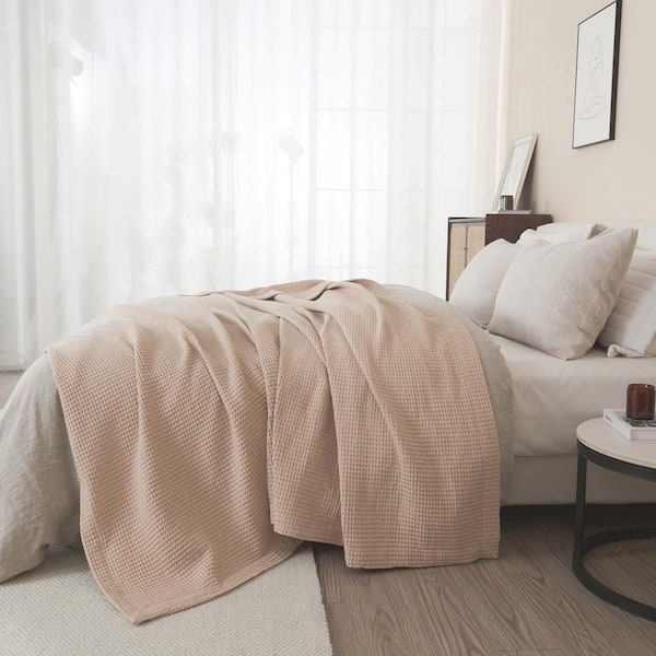 FRESHFOLDS Beige 100% Cotton Full/Queen Lightweight Waffle