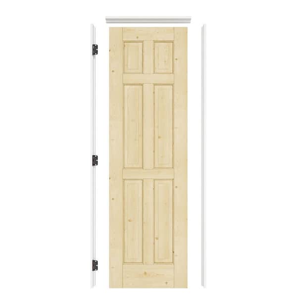 ARK DESIGN 24 in. x 80 in. 6-Panel Right Solid Core Unfinished Pine Wood Single Prehung Interior Door with Quick Assemble Jamb