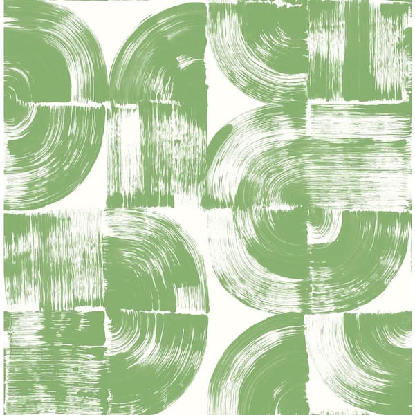 A-Street Prints Giulietta Green Painterly Geometric Wallpaper Sample