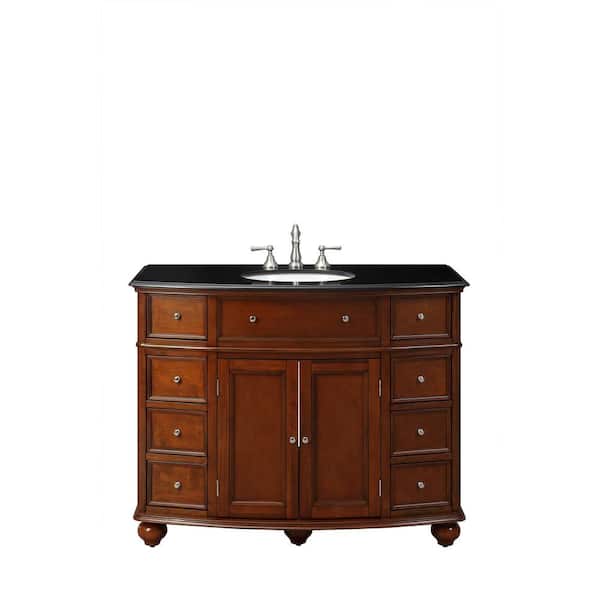 Home Decorators Collection Hampton Harbor 45 in. W x 22 in. D x 35 in. H Bath Vanity in Sequoia with Granite Black Vanity Top