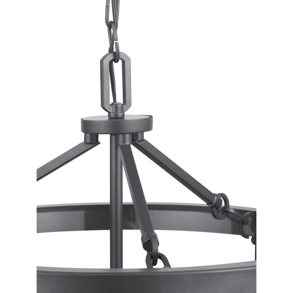 Graphite Seeded Glass 3-Light Farmhouse Ceiling Fixture