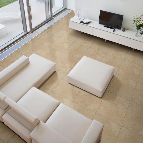 Caliza Stone 20 in. x 20 in. Beige Porcelain Floor Tile (14 sq. ft./Case) Caliza Stone 20 in. x 20 in. Beige Porcelain Floor Tile (14 sq. ft./Case)