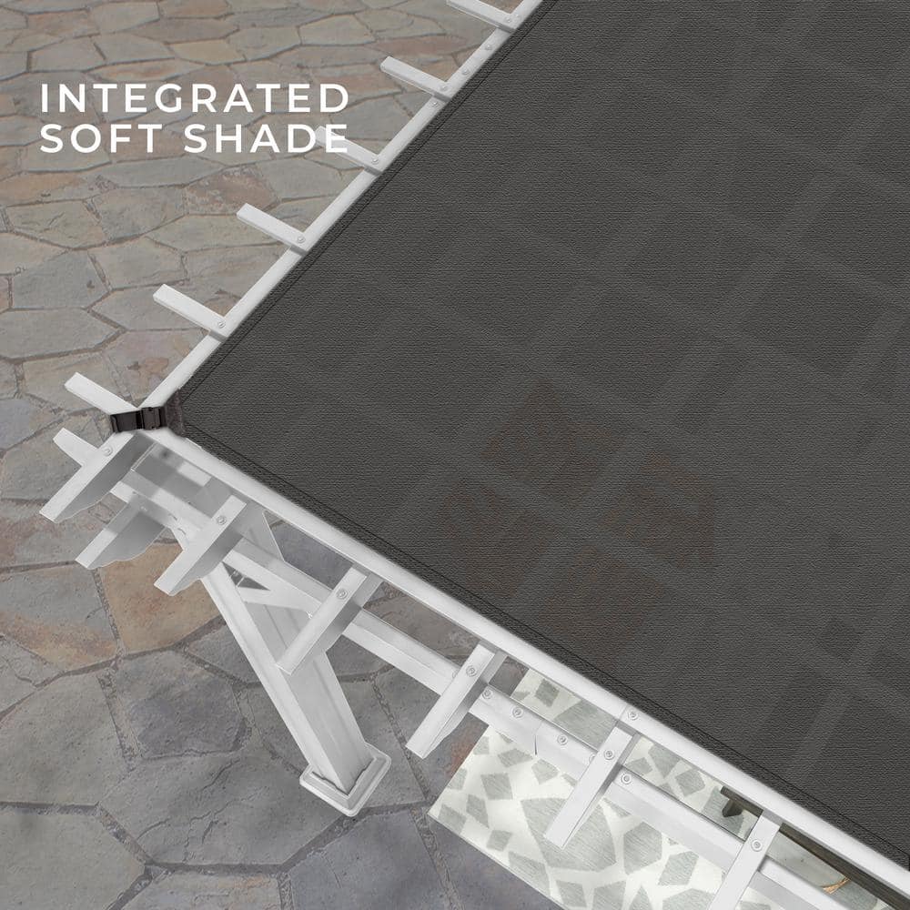 Hawthorne 14x12 White Galvanized Steel Pergola with Canopy