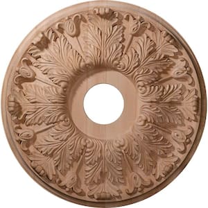 16 in. Unfinished Red Oak Carved Florentine Ceiling Medallion