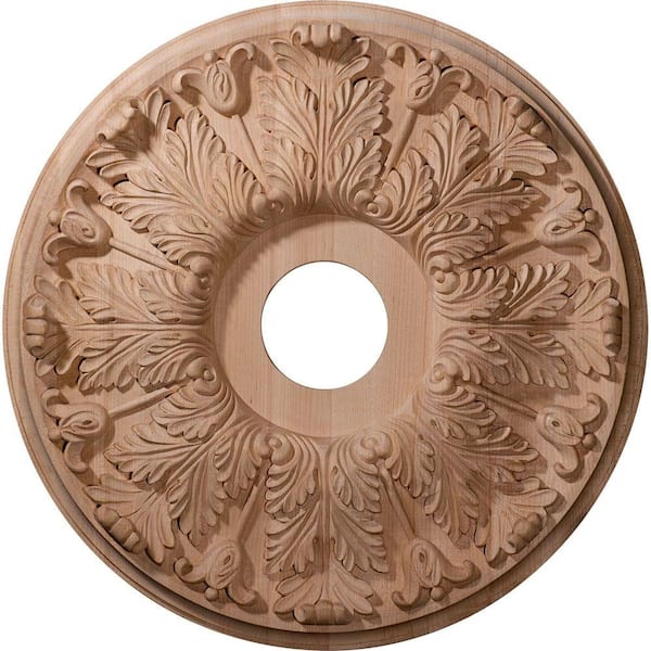 Ekena Millwork 16 in. Unfinished Red Oak Carved Florentine Ceiling Medallion