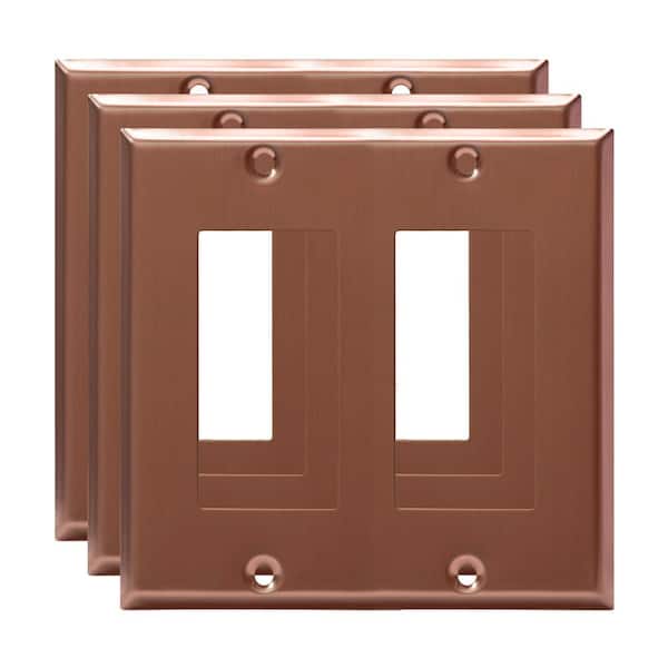 Socket Outlets Rose ENERLITES 2-Gang Brushed Rose Gold Decorator/Rocker Outlet Metal Wall ...