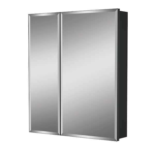 HBEZON Moses 26 in. W x 30 in. H Rectangular Aluminum Medicine Cabinet with Mirror and Adjustable Shelves
