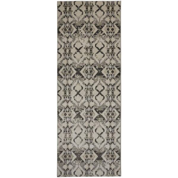 Weave & Wander Alexander Gray/Ivory 2 ft. x 7 ft. Ikat Runner Rug