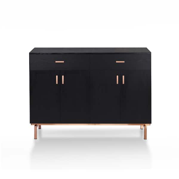Furniture of America Lanai Black and Rose Gold Buffet with 2-Drawer