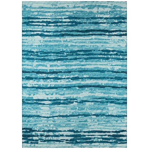 Addison Rugs Bravado Blue 8 ft. x 10 ft. Geometric Indoor/Outdoor Washable Area Rug