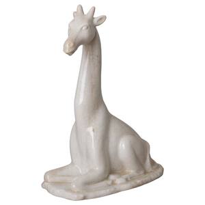 23.5 in Tall White Crackle Ceramic Giraffe Statue