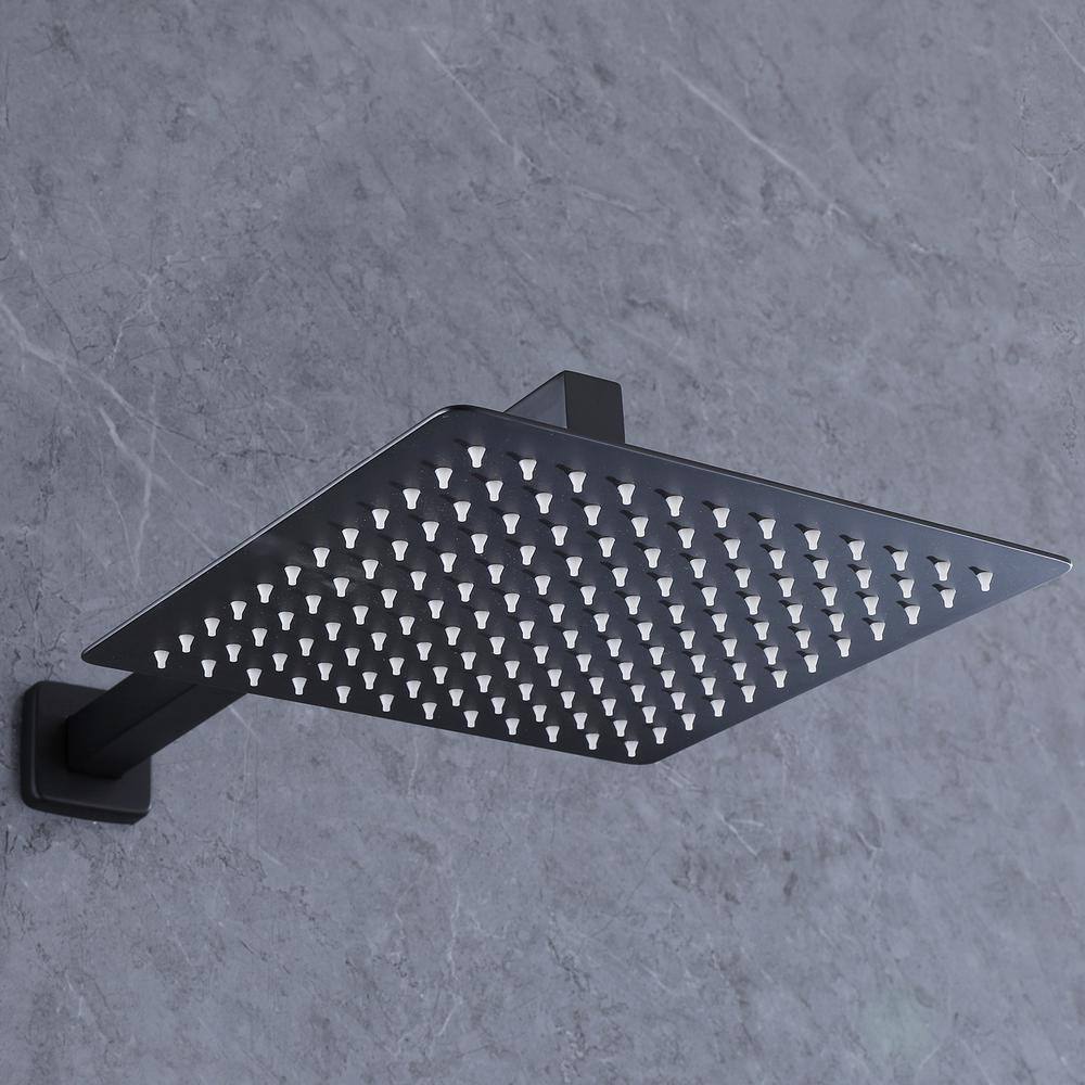 Matte Black Stainless Steel Rain Shower Faucet Set