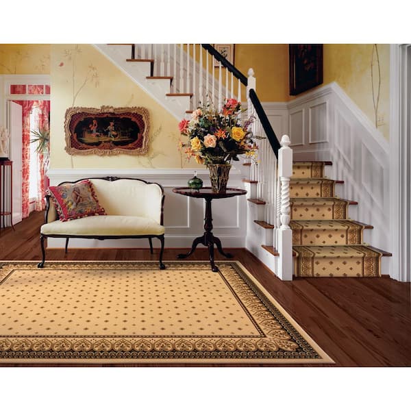 Sapphire Fleur De Lis Ivory 9 in. x 26 in. Stair Tread Cover