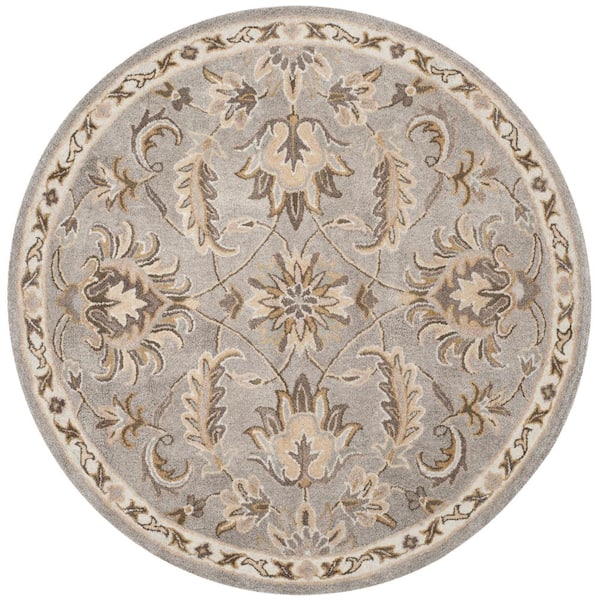 SAFAVIEH Bella Gray/Multi 5 ft. x 5 ft. Round Border Area Rug