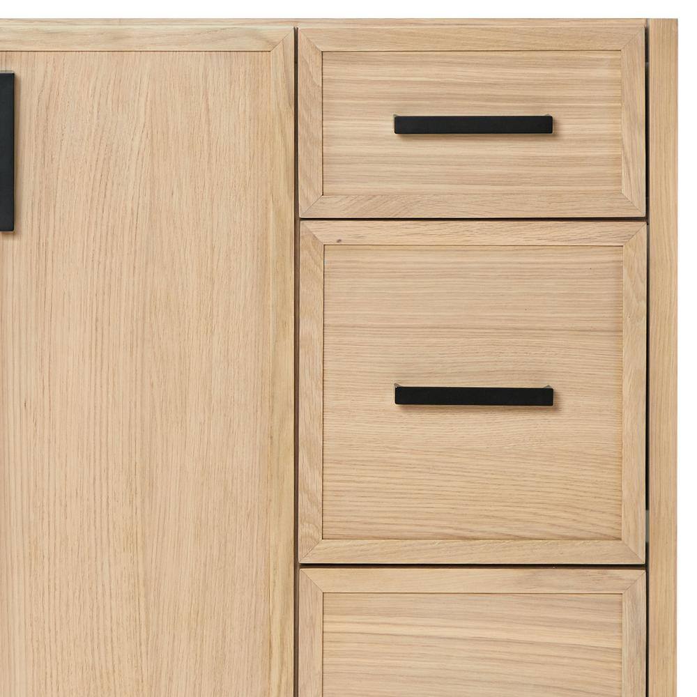Kelly 55" White Oak Single Sink Vanity with Marble Top