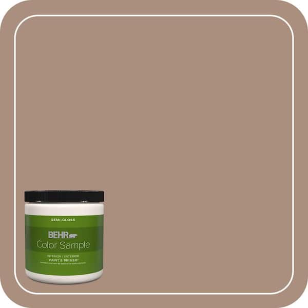 BEHR PREMIUM PLUS 8 oz. #BNC-13 Cozy Cocoa Semi-Gloss Interior/Exterior Paint & Primer Color Sample