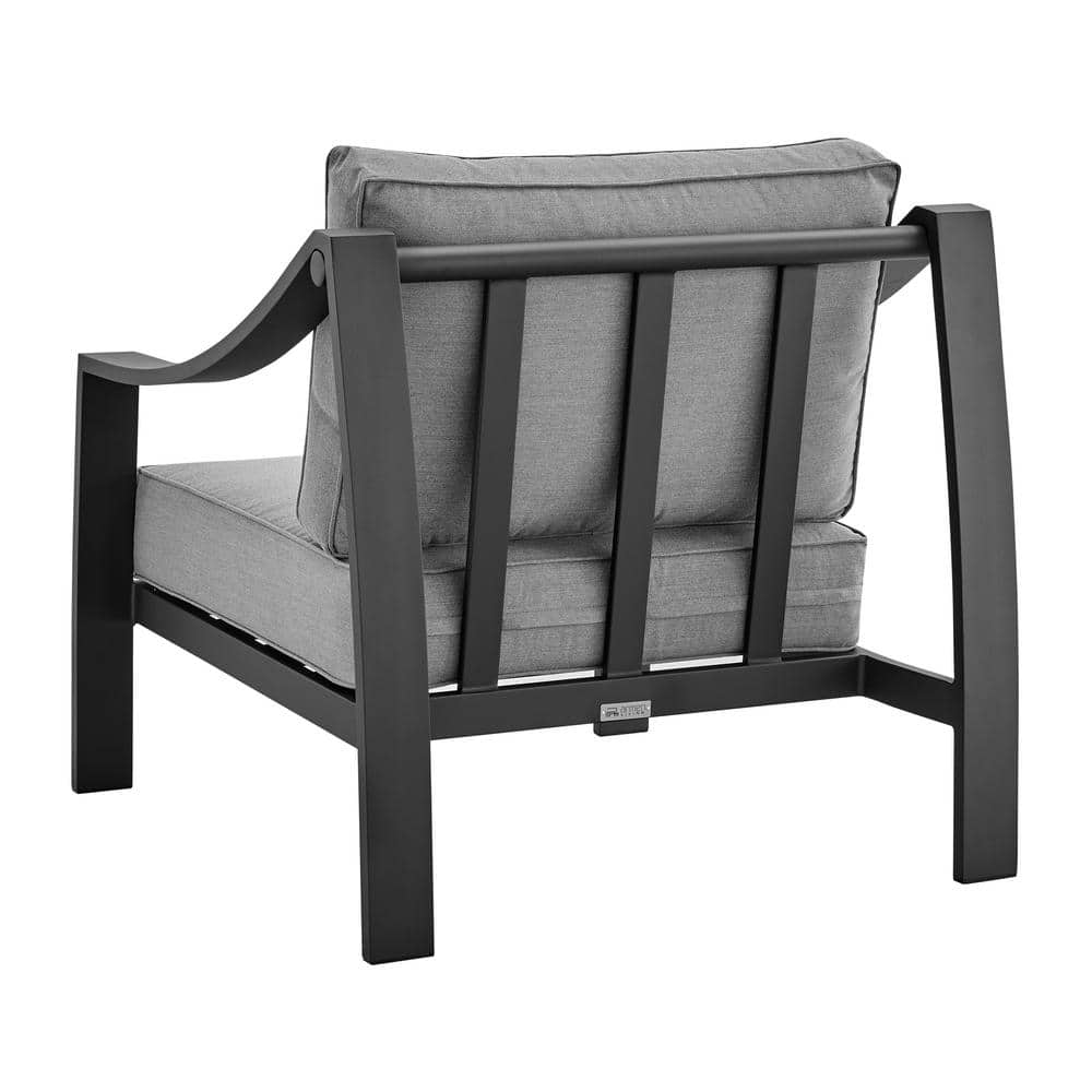 Koda Black Aluminum Outdoor Chair with Gray Cushions