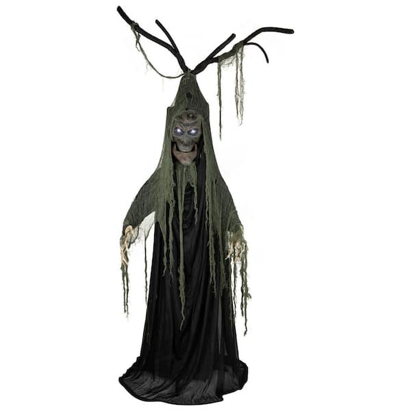 76 in. Black Brown and Gray Touch Activated Lighted Tree Man Animated Halloween Decoration with Sound