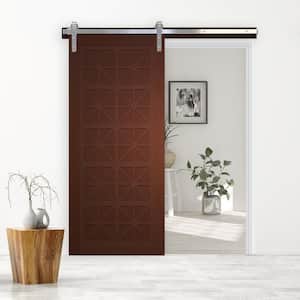 42 in. x 84 in. Lucy in the Sky Terrace Wood Sliding Barn Door with Hardware Kit in Stainless Steel