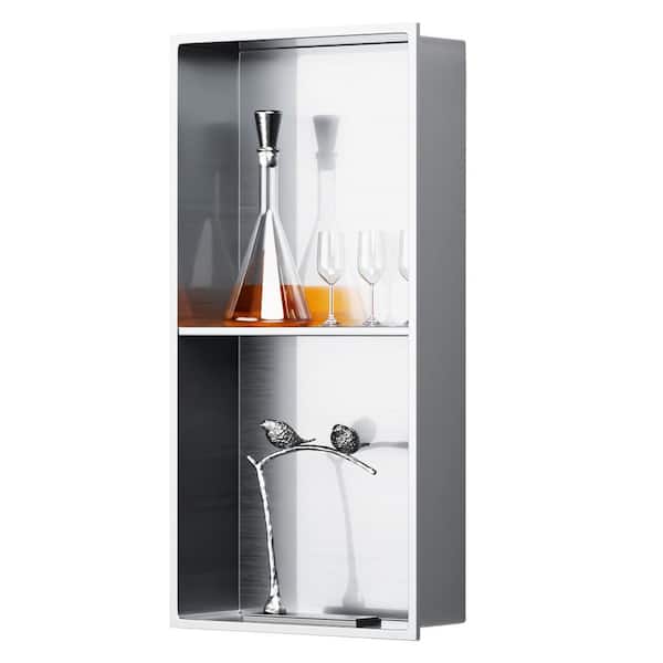 12 in. W x 24 in. H x 4 in. D Stainless Steel Shower Niche in Brushed Nickel