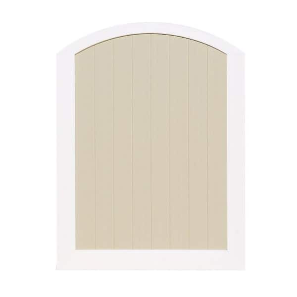 Veranda Pro Series 4 ft. W x 6 ft. H White/Beige Vinyl Woodbridge Arched Privacy Fence Gate