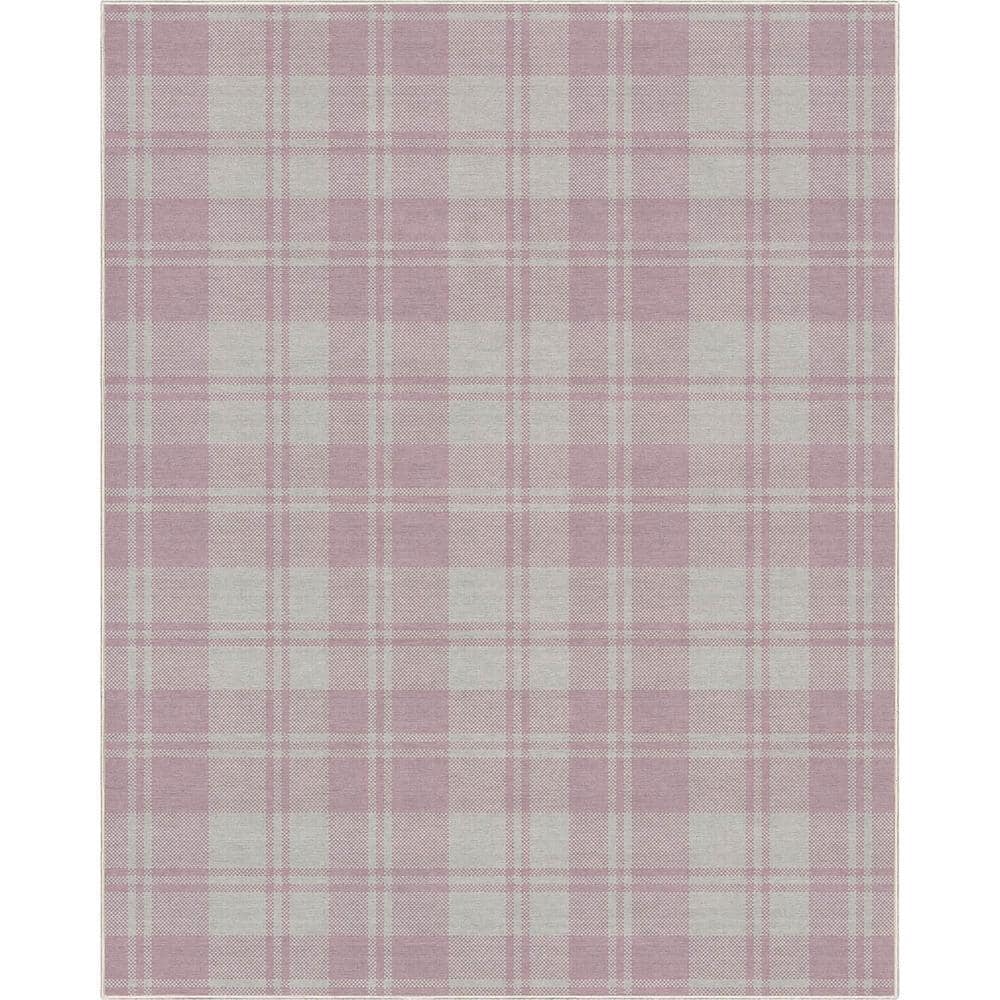 Well Woven Pink 5 ft. x 7 ft. Apollo Plaid Farmhouse Geometric Area Rug ...
