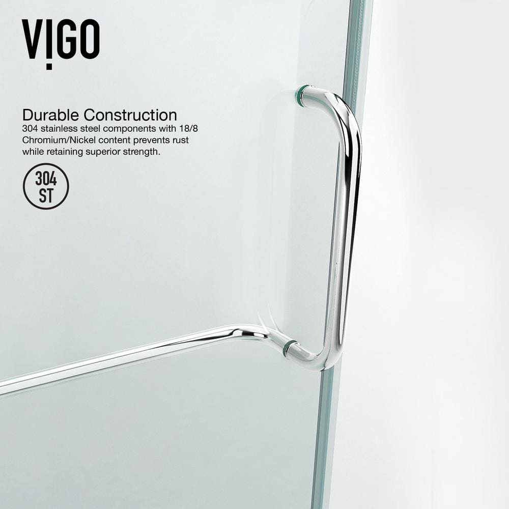 Pacifica 48" Frameless Clear Glass Shower Enclosure with Chrome Finish