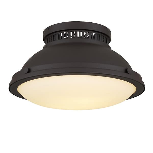 London 14-in. 2-Light Vintage Dark Bronze Flush Mount Bulbs Not Included