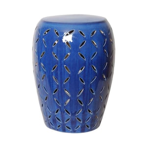 Lattice Blue Ceramic 20 in. Garden Stool