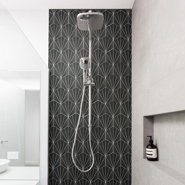 Merola Tile Aster Hex Nero 8-5/8 in. x 9-7/8 in. Porcelain Floor