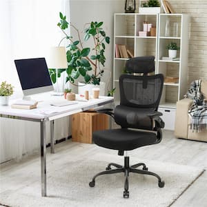Mesh Adaptive Lumbar Support Ergonomic Office Chair in Black with Adjustable Arms