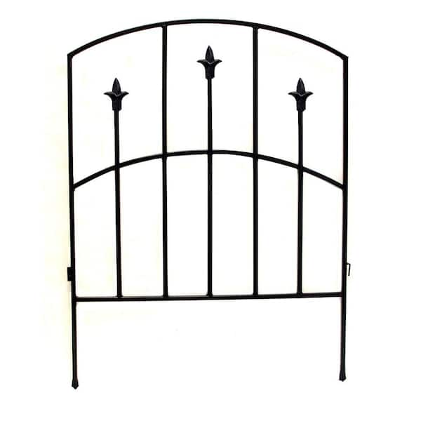 Hampton Bay Alexander 32.25 in. H x 24.75 in. W Black Metal Garden Fence