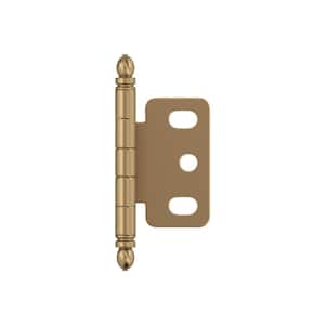 Champagne Bronze 3/4 in. (19 mm) Door Thickness Full Inset, Partial Wrap Ball Tip Cabinet Hinge - Single Hinge