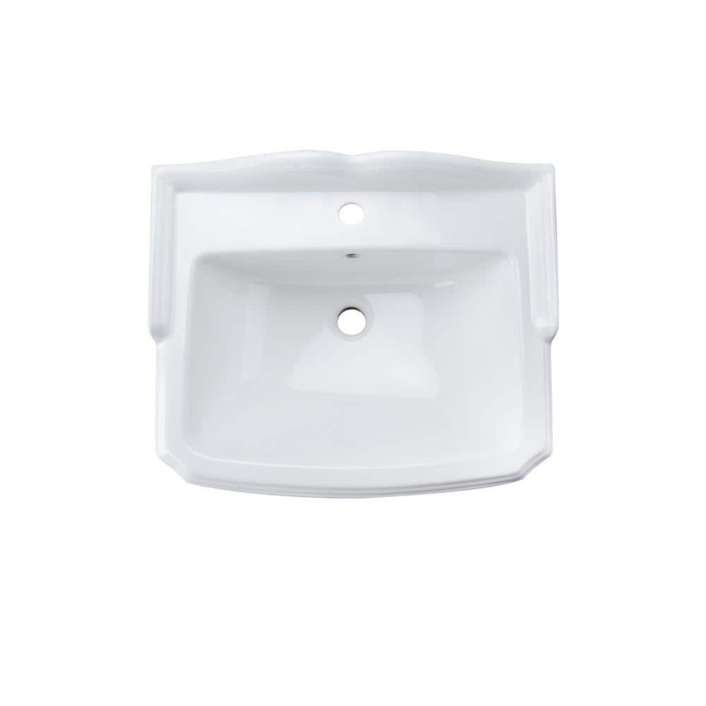 Dynasty 23" White Ceramic Rectangular Pedestal Bathroom Sink