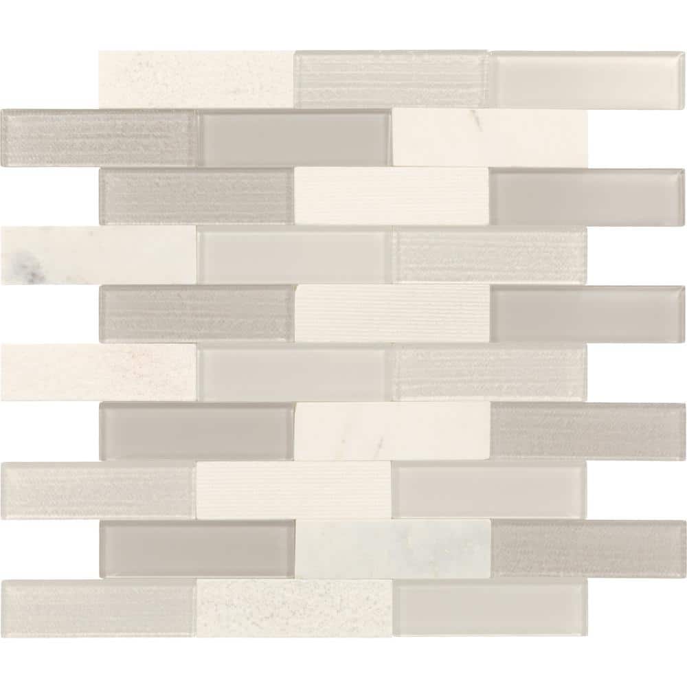 Daphne White Glass and Marble Peel and Stick Mosaic Tile